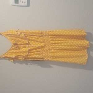 Yellow and white polka dot romper